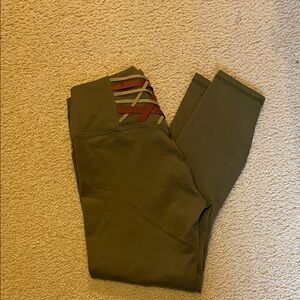 Fabletics Olive Joggers with Red and Gray Accents